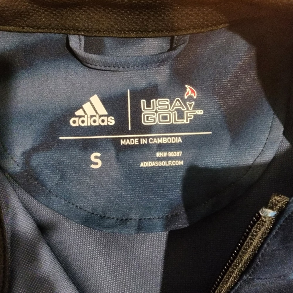 ADIDAS USA Golf Vest Men's Small 1/4 Zip Pullover Stretch Blue Camouflage - Picture 8 of 9